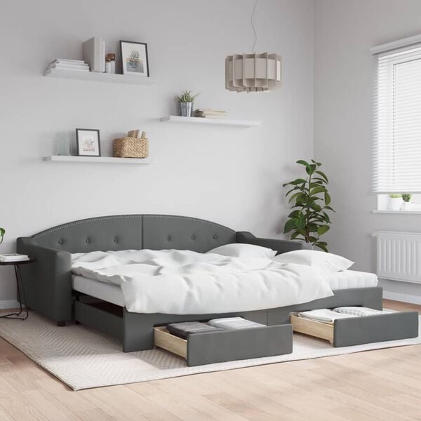vidaXL Lit de jour avec gigogne et tiroirs sans matelas 100x200 cm