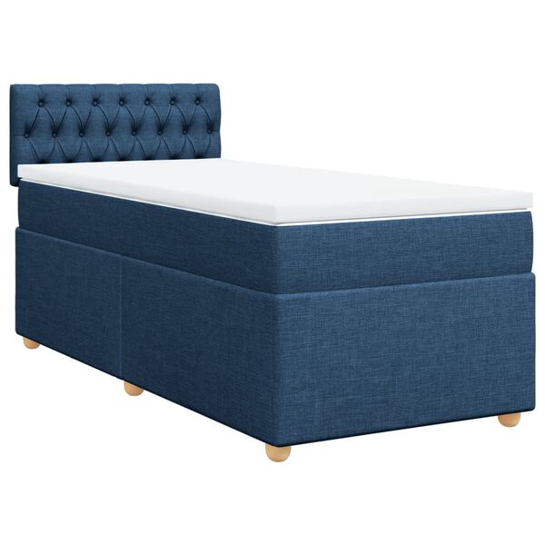 vidaXL Sommier &agrave; lattes de lit avec matelas Bleu 90x190 cm Tissu