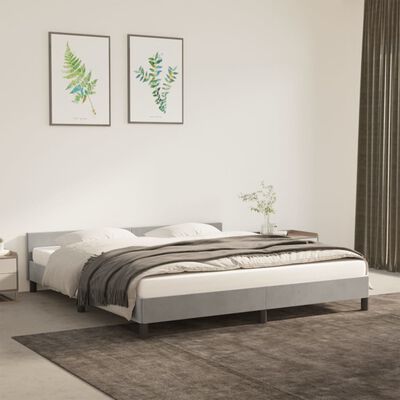 vidaXL Cadre de lit avec tête de lit Gris clair 160x200 cm Velours