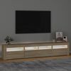 vidaXL Meuble TV avec lumières LED Chêne sonoma 210x35x40 cm