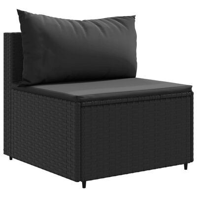 vidaXL Salon de jardin 6 pcs avec coussins noir résine tressée