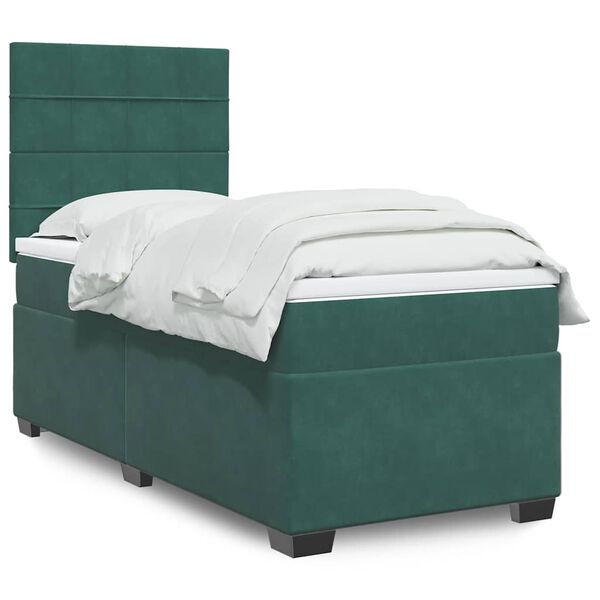 vidaXL Sommier &agrave; lattes de lit avec matelas Vert fonc&eacute; 90x190 cm