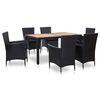 vidaXL Ensemble &agrave; manger d'ext&eacute;rieur 7pcs coussins r&eacute;sine tress&eacute;e noir