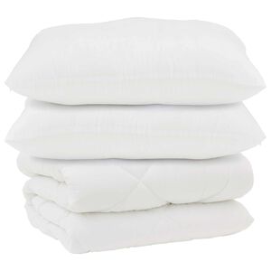 vidaXL Couette avec Oreillers 3 pcs Blanc Microfibre et Plumes D'oie