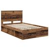 vidaXL Cadre de lit avec tiroir Bois ancien 135 x 190 cm Pin massif