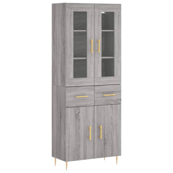 vidaXL Buffet haut Sonoma gris 69,5x34x180 cm Bois d'ing&eacute;nierie