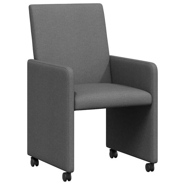 vidaXL Chaises de Salle à Manger avec Roues 2 pcs Gris foncé
