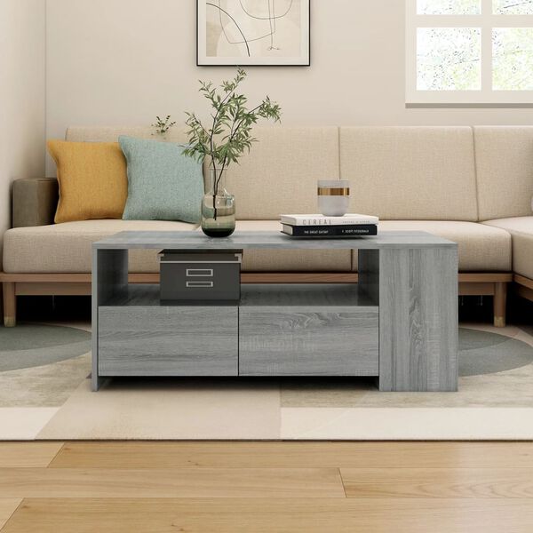 vidaXL Table basse sonoma gris 102x55x42 cm bois d'ingénierie