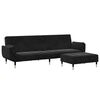 vidaXL Canap&eacute;-lit &agrave; 2 places avec repose-pied noir velours