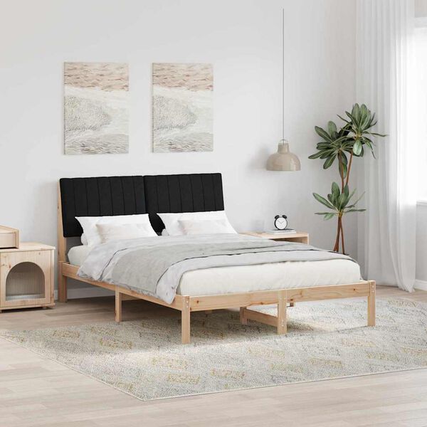 vidaXL Cadre de lit avec t&ecirc;te de lit Noir 140 x 190 cm Pin massif