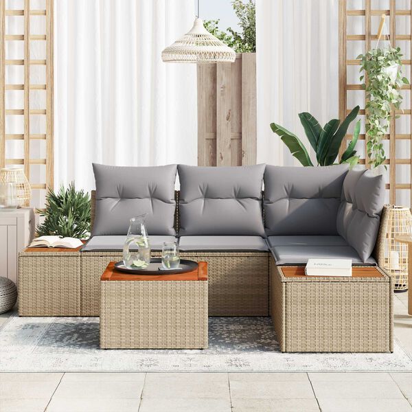 vidaXL Ensemble de canap&eacute; de jardin 5 pcs beige et gris clair