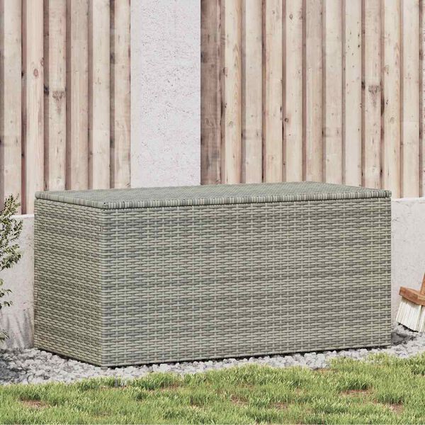 vidaXL Boîte de rangement de jardin résine tressée 100x50x50 cm gris