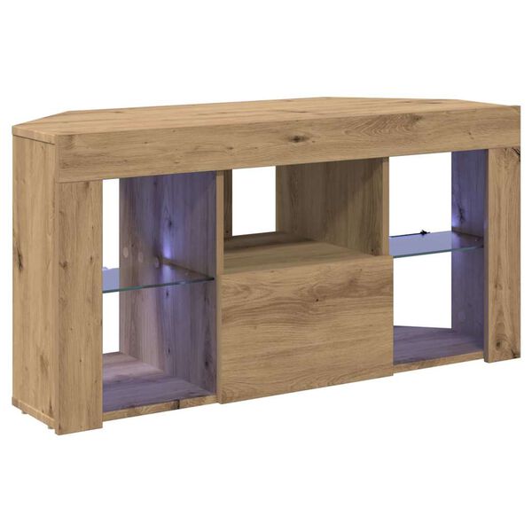 vidaXL Meuble TV LED d'Angle Ch&ecirc;ne artisanal 100 x 40 x 50 cm