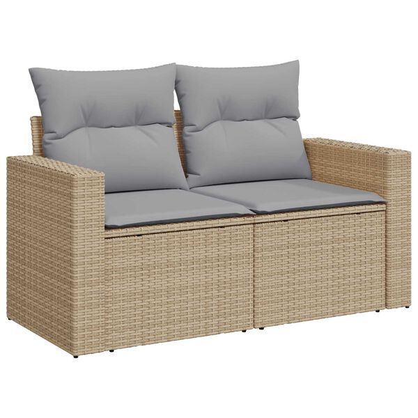 vidaXL Ensemble de canap&eacute; de jardin 9 pcs Beige polyrotin