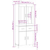vidaXL Buffet haut Blanc 69,5x34x180 cm Bois d'ing&eacute;nierie