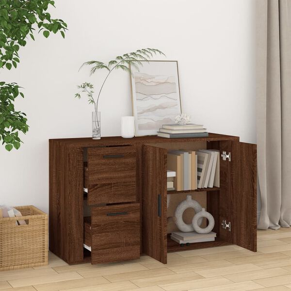 vidaXL Buffet Ch&ecirc;ne marron 100x33x59,5 cm Bois d'ing&eacute;nierie