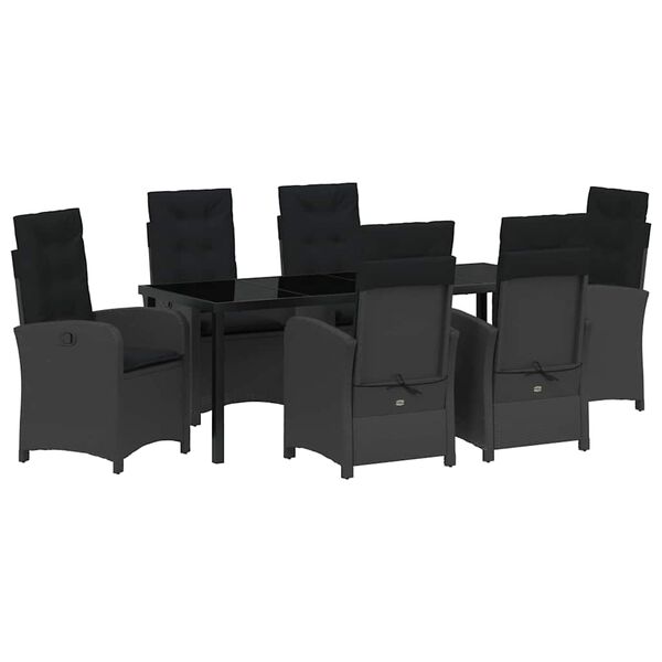 vidaXL Ensemble de salle &agrave; manger pour jardin 7 pcs Noir polyrotin