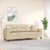 vidaXL Canap&eacute; 3 places avec oreillers cr&egrave;me 180 cm tissu microfibre