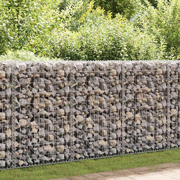 vidaXL Mur à gabion avec couvercles Acier galvanisé 600x30x150 cm