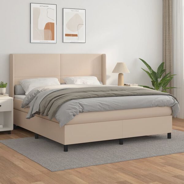 vidaXL Sommier &agrave; lattes de lit avec matelas Cappuccino 160x200 cm
