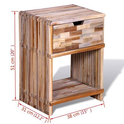 vidaXL Table de chevet avec tiroir Bois de teck recyclé