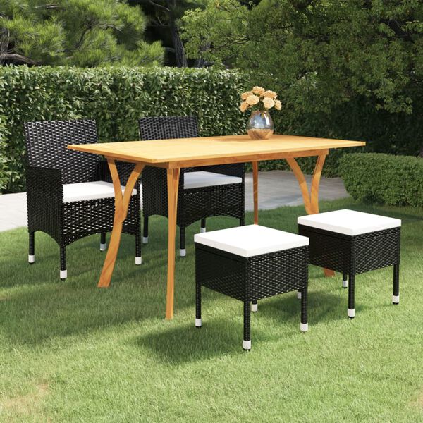 vidaXL Ensemble &agrave; manger de jardin 5 pcs Noir