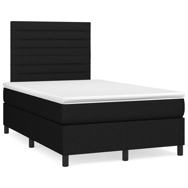 vidaXL Sommier &agrave; lattes de lit avec matelas noir 120x190 cm tissu