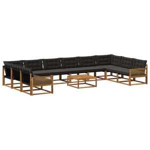 vidaXL Ensemble de canap&eacute;s d'ext&eacute;rieur 11 pcs Naturel et noir