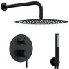 vidaXL Syst&egrave;me de Douche Encastr&eacute; (Rond) Noir Acier Inoxydable 201