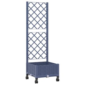 vidaXL Bac de jardin avec treillis et roues Gris Bleu PP