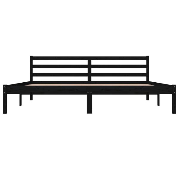 vidaXL Cadre de lit Bois de pin massif 180x200 cm Noir Super King