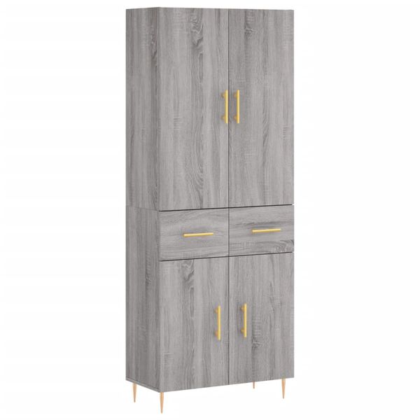 vidaXL Buffet haut Sonoma gris 69,5x34x180 cm Bois d'ing&eacute;nierie