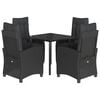 vidaXL Ensemble &agrave; manger de jardin coussins 5pcs Noir R&eacute;sine tress&eacute;e