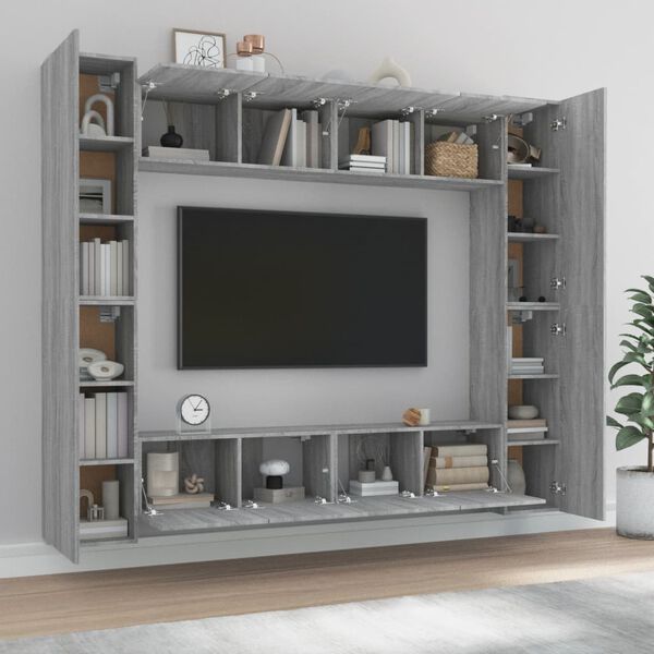 vidaXL Ensemble de meubles TV 8 pcs Sonoma gris Bois d'ing&eacute;nierie