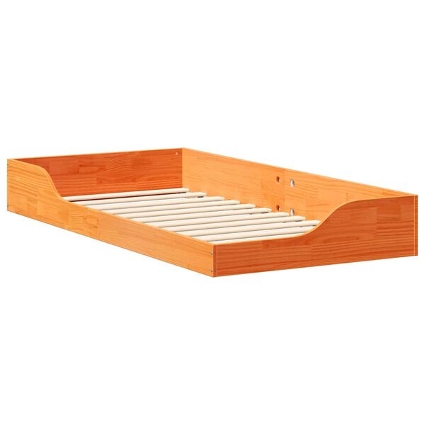 vidaXL Cadre de lit Brun cire 75 x 190 cm Pin massif