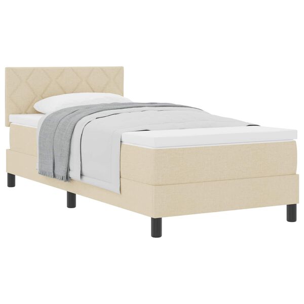 vidaXL Lit &agrave; ressorts avec matelas Cr&egrave;me 90 x 190 cm tissu