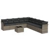 vidaXL Salon de jardin avec coussins 10 pcs gris r&eacute;sine tress&eacute;e