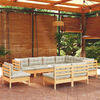 vidaXL Salon de jardin 9 pcs avec coussins cr&egrave;me bois de pin massif