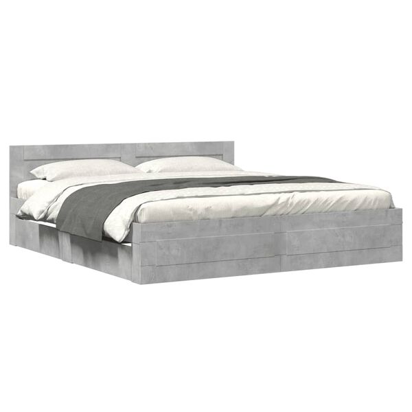vidaXL Cadre de lit t&ecirc;te de lit sans matelas gris b&eacute;ton 200x200 cm
