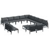vidaXL Ensemble de canap&eacute; de jardin avec coussin 14 pcs Noir Acier