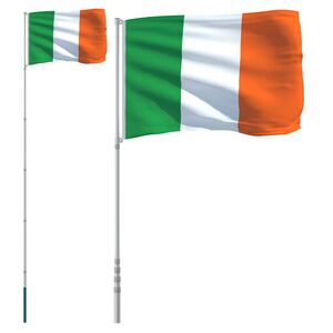 vidaXL Drapeau de l'Irlande et m&acirc;t 5,5 m Aluminium