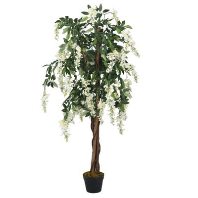 vidaXL Glycine artificielle 840 feuilles 120 cm vert et blanc