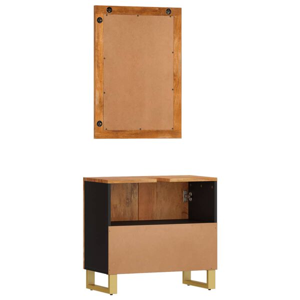 vidaXL Ensemble d'armoires de bain 2 pcs marron noir bois de manguier