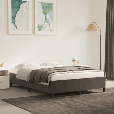 vidaXL Cadre de lit sans matelas gris foncé 140x190 cm velours