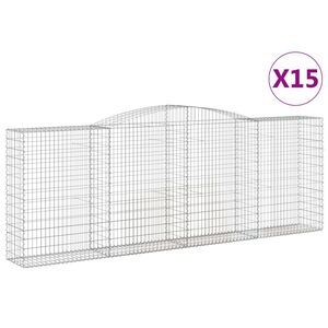 vidaXL Paniers &agrave; gabions arqu&eacute;s 15 pcs 400x50x140/160 cm Fer galvanis&eacute;