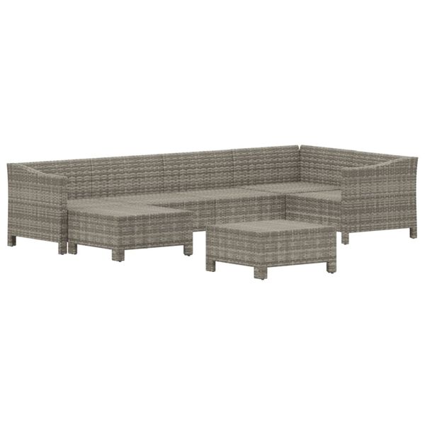 vidaXL Salon de jardin 7 pcs avec coussins Gris R&eacute;sine tress&eacute;e