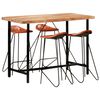vidaXL Ensemble de bar 5 pcs Bois solide et cuir v&eacute;ritable