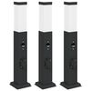 vidaXL Bornes lumineuses avec capteur et prise lot de 3 50 cm noir IP44