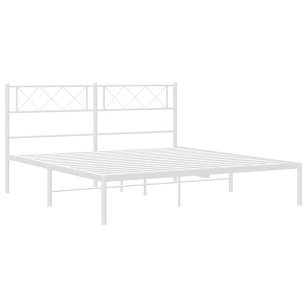 vidaXL Cadre de lit m&eacute;tal sans matelas et t&ecirc;te de lit blanc 140x190 cm