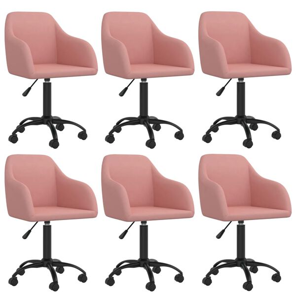 vidaXL Chaises pivotantes &agrave; manger lot de 6 rose velours